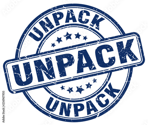 unpack blue grunge stamp
