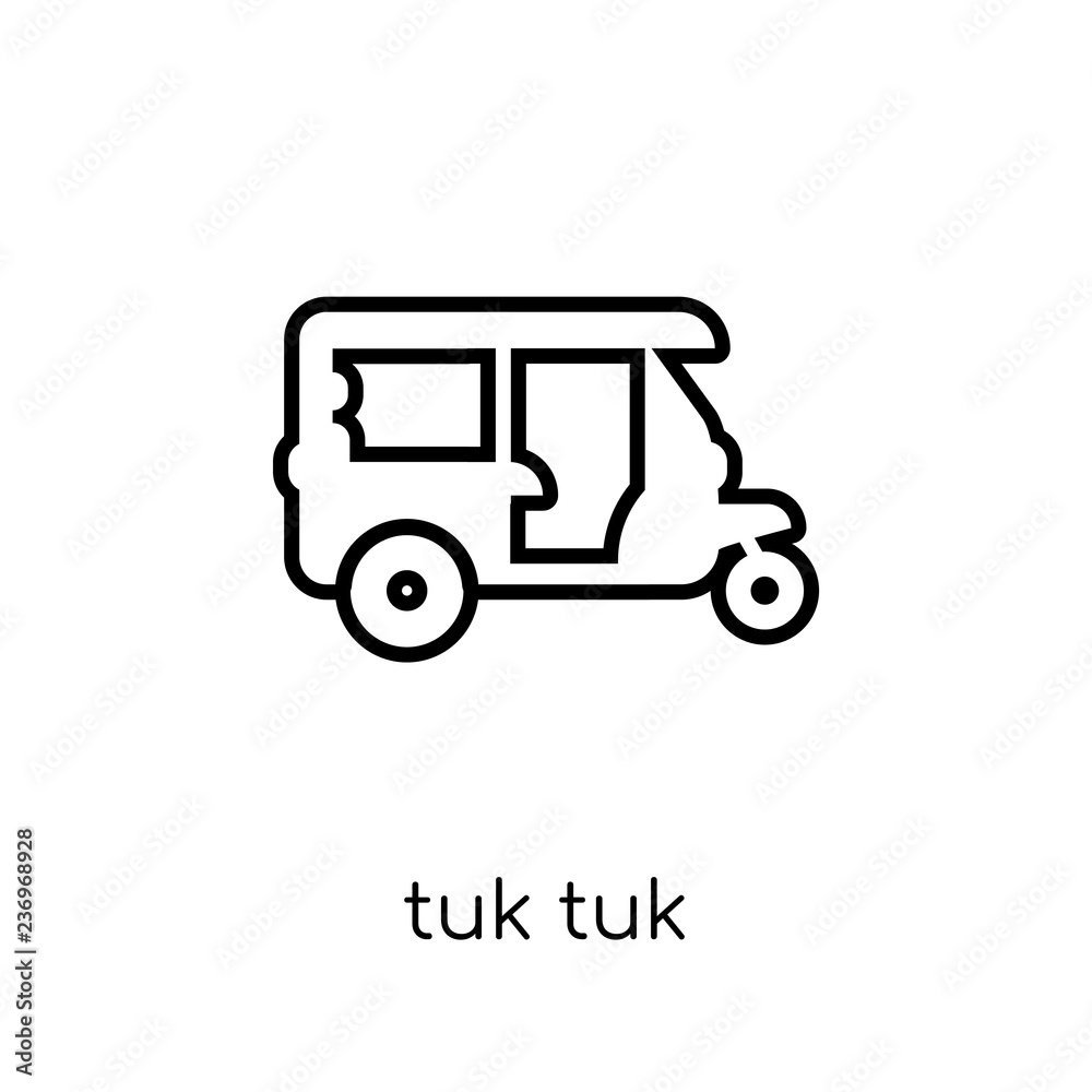 Tuk tuk icon. Trendy modern flat linear vector Tuk tuk icon on white background from thin line india collection