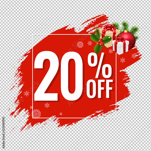 20% Sale Red Blobs Banner Transparent Background