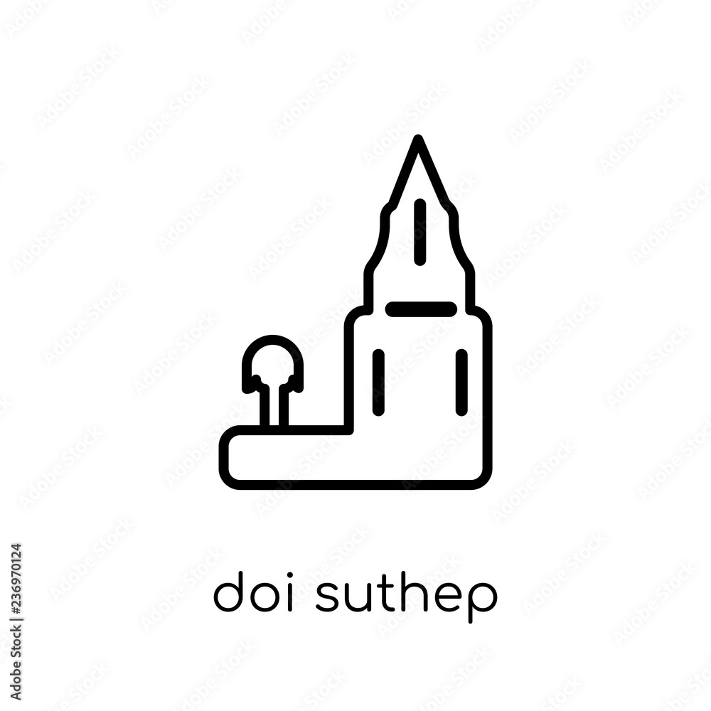 Doi suthep icon. Trendy modern flat linear vector Doi suthep icon on white background from thin line Religion collection Doi suthep icon. Trendy modern flat linear vector Doi suthep icon on white background from thin line Religion collection