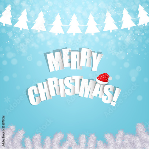 Christmas Blue Poster With Xmas Tree
