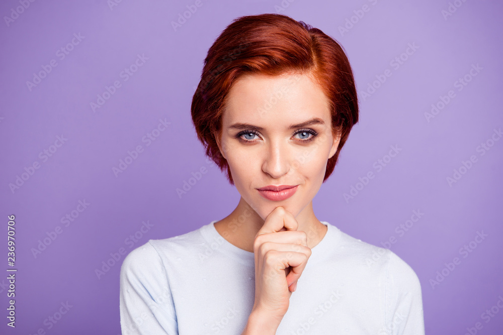 Close up portrait of gorgeous self-confident she her girl lookin Close up portrait of gorgeous self-confident she her girl lookin