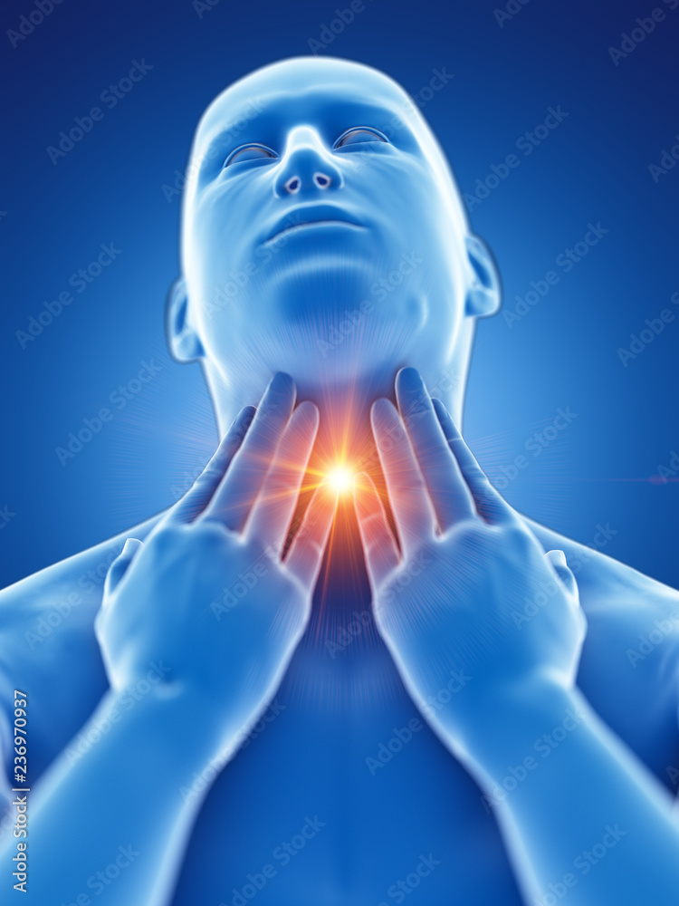 3d rendered medically accurate illustration of a man having a sore throat 3d rendered medically accurate illustration of a man having a sore throat