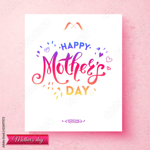 Pink happy mothers day template with hearts