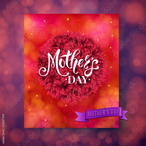 Mothers day card template with fuzzy ball