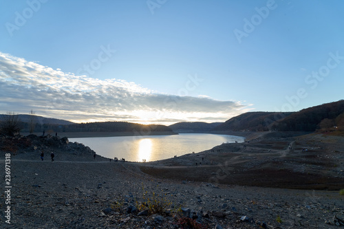 Edertal dam November 2018, sunken village and reservoir