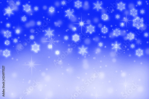 Winter blue background with snowflakes