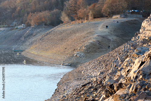 Edertal dam November 2018, low water level by drought