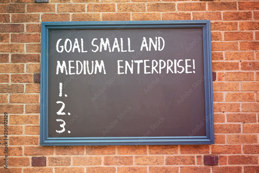 Word writing text Goal Small And Medium Enterprise. Business concept for SME growth of startups new business