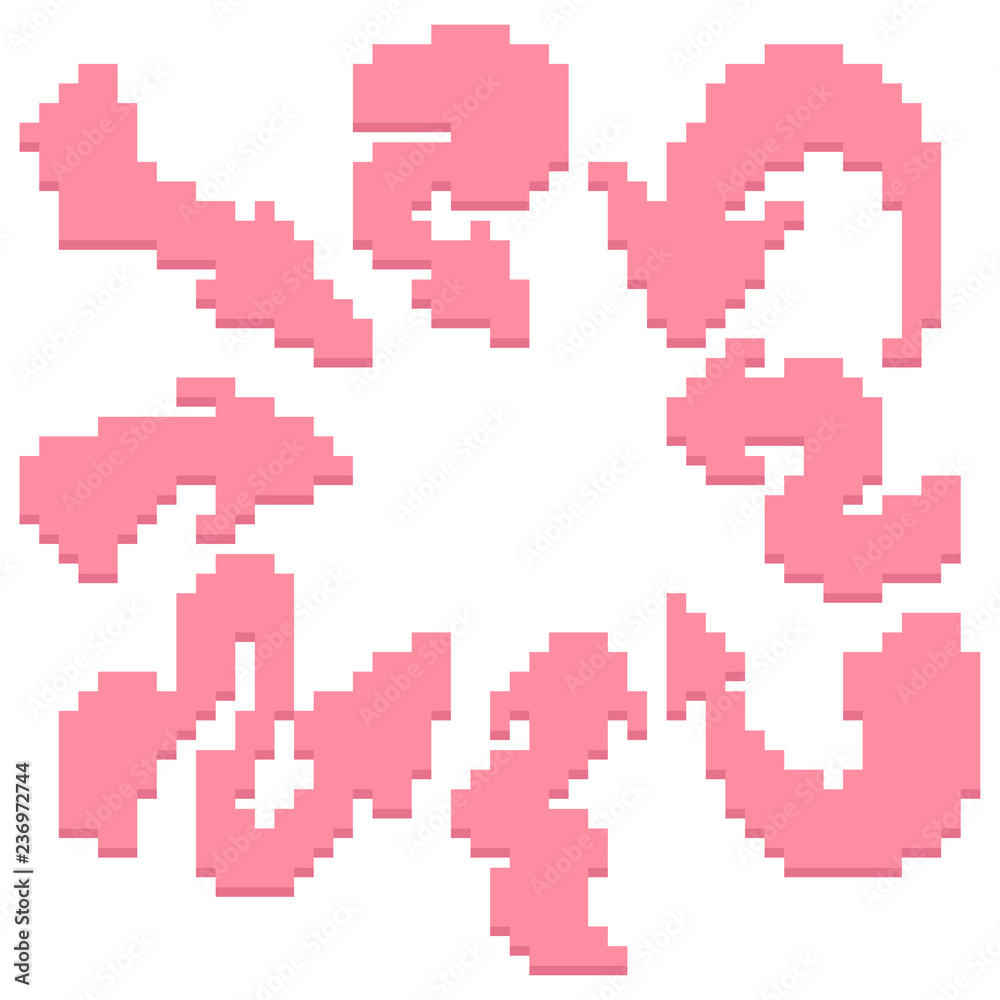 set of pink pixel arrows with shadows