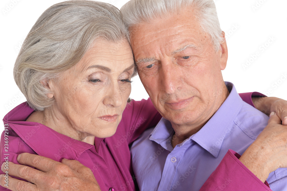 Sad senior couple isolated on white background Sad senior couple isolated on white background