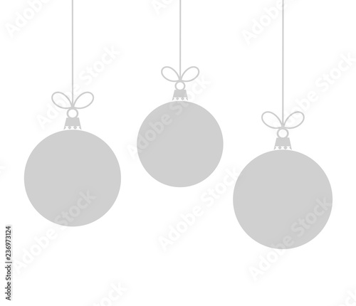 Three hanging Christmas baubles ornaments