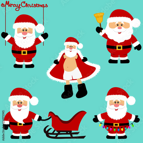 Christmas icons. Santa Claus. Collection. New Year. 