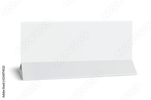 Rectangular horizontal blank paper table card isolated on white background. Vector template.