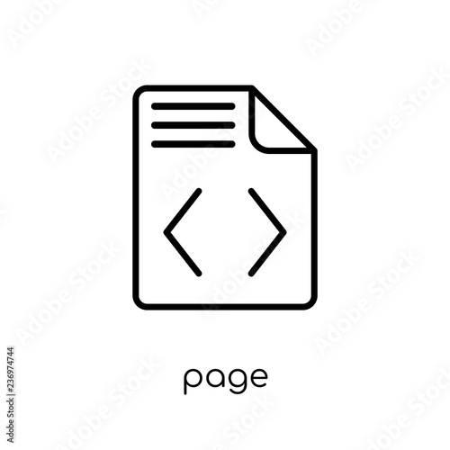 Page icon. Trendy modern flat linear vector Page icon on white background from thin line Programming collection