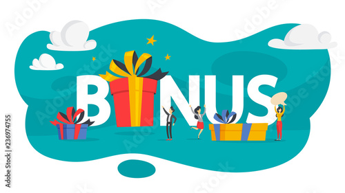 Gift box with surprise inside as metaphor of bonus.