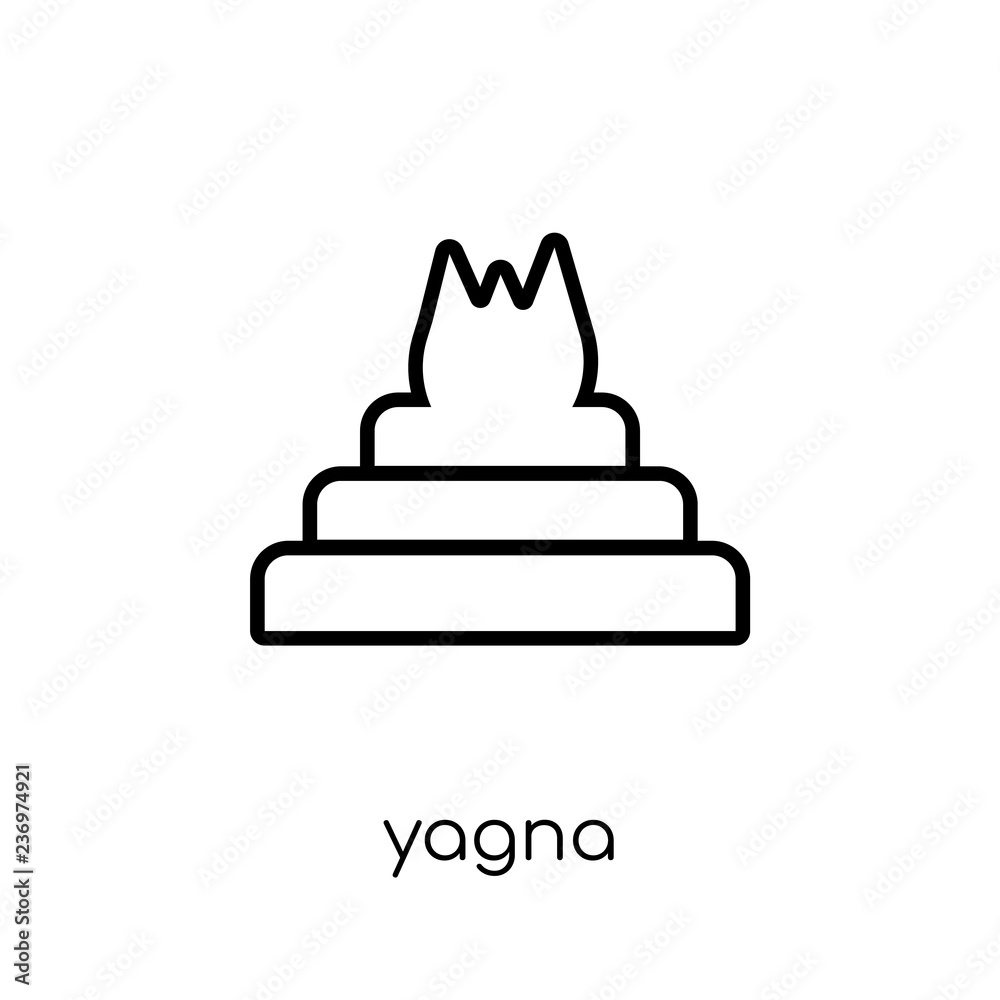 Yagna icon. Trendy modern flat linear vector Yagna icon on white background from thin line india collection Yagna icon. Trendy modern flat linear vector Yagna icon on white background from thin line india collection
