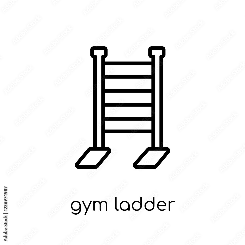 gym Ladder icon. Trendy modern flat linear vector gym Ladder icon on white background from thin line Gym and fitness collection gym Ladder icon. Trendy modern flat linear vector gym Ladder icon on white background from thin line Gym and fitness collection