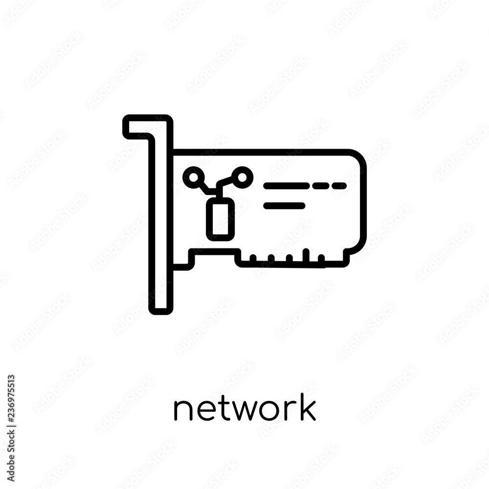 Network Interface Card icon. Trendy modern flat linear vector Network Interface Card icon on white background from thin line hardware collection Network Interface Card icon. Trendy modern flat linear vector Network Interface Card icon on white background from thin line hardware collection