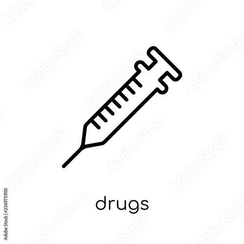 Drugs icon. Trendy modern flat linear vector Drugs icon on white background from thin line Health and Medical collection