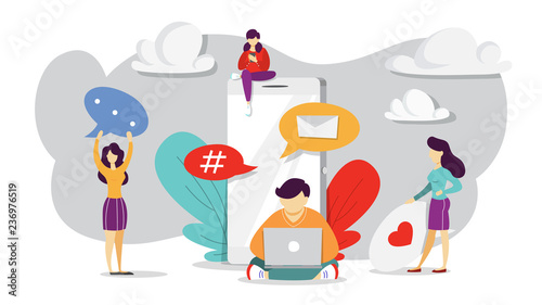 Internet communication in social network. Online wireless