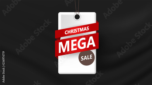 Mega Christmas sale banner. Vector illustration.