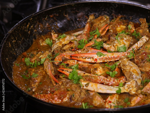 crab masala in a pan
