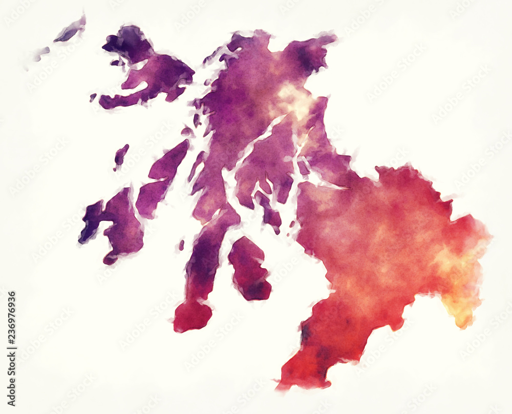 Obraz Strathclyde regionu akwarela mapa Szkocji przed białym tle