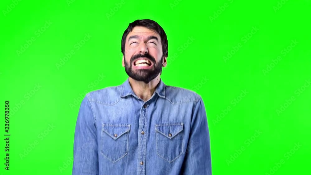 Man on green screen chroma key background Man on green screen chroma key background