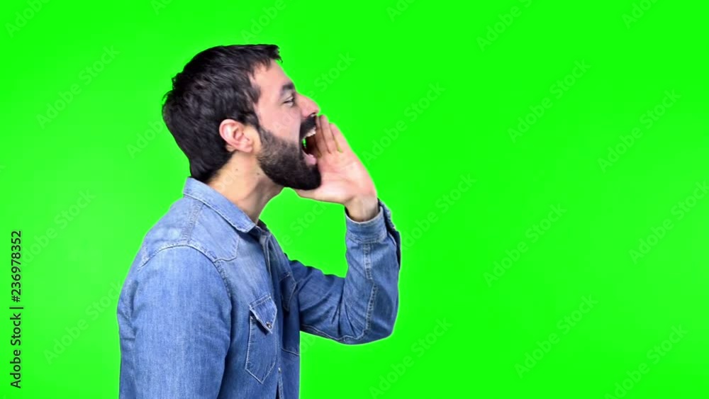 Man on green screen chroma key background Man on green screen chroma key background