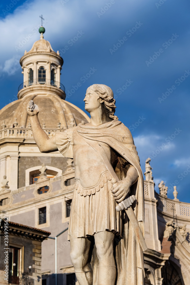 Marble statue. Catania, Sicily, Italy