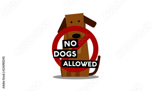 No Dogs Allowed Sign with Cute Cartoon Illustration