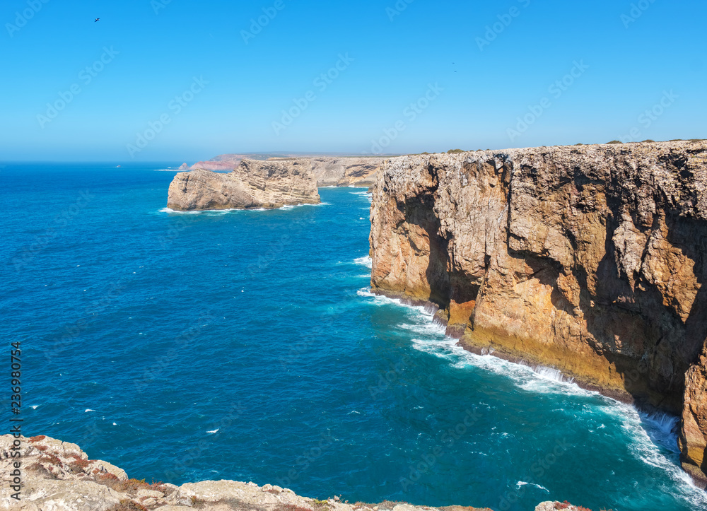 Atlantic coast near Cape Sao Vicente. Algarve, Portugal