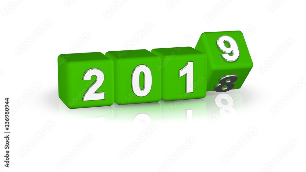 2019 3D boxes green silver 2019 3D boxes green silver