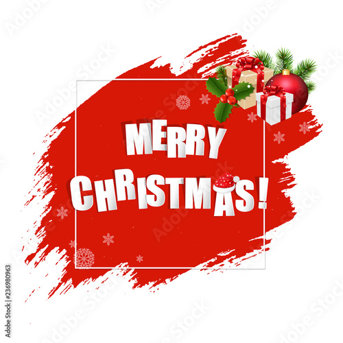 Merry Christmas With Red Blobs Banner