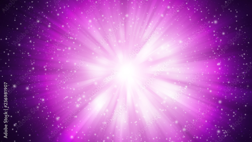 Fototapeta premium Purple sparkle rays lights with bokeh elegant abstract background. Dust sparks background.