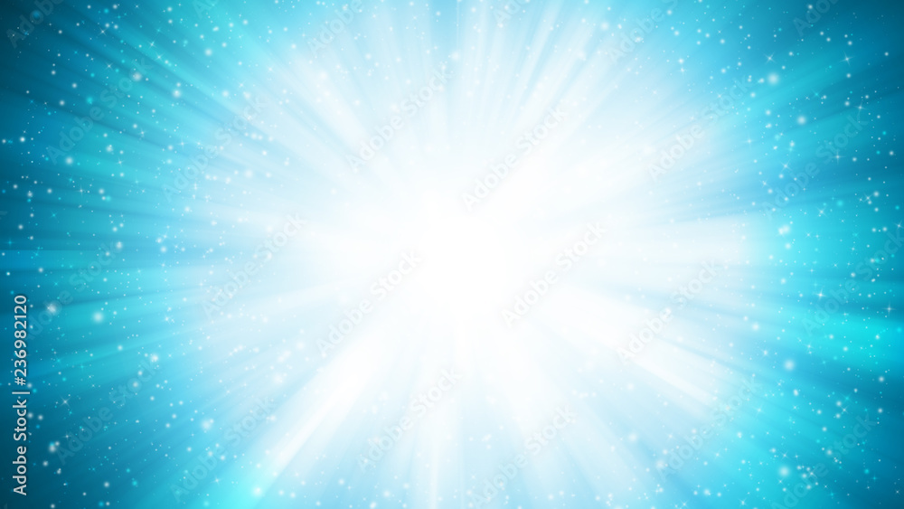 Fototapeta premium Soft Blue sparkle rays lights with bokeh elegant abstract background. Dust sparks background.