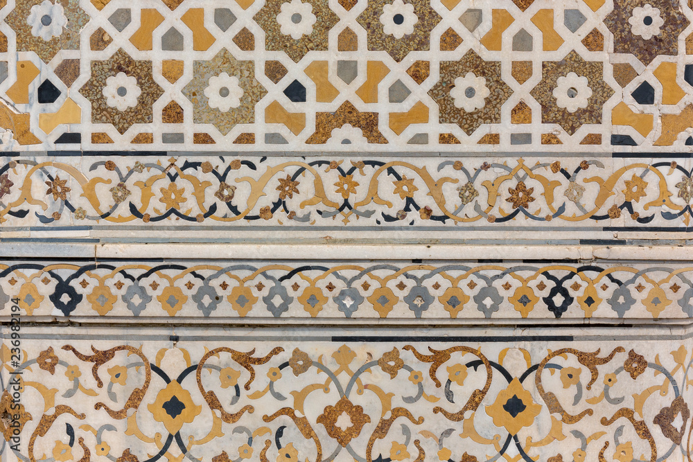 Beautiful marble mosaic design on Baby Taj or Itimad-ud-Daulah Tomb