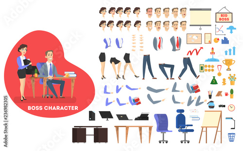 Businessman character in suit set for animation.