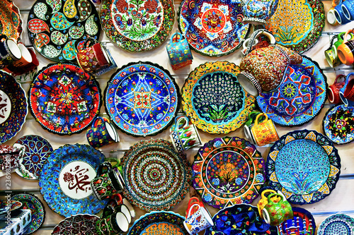Turkish ceramic plates on grand bazaar Istanbul