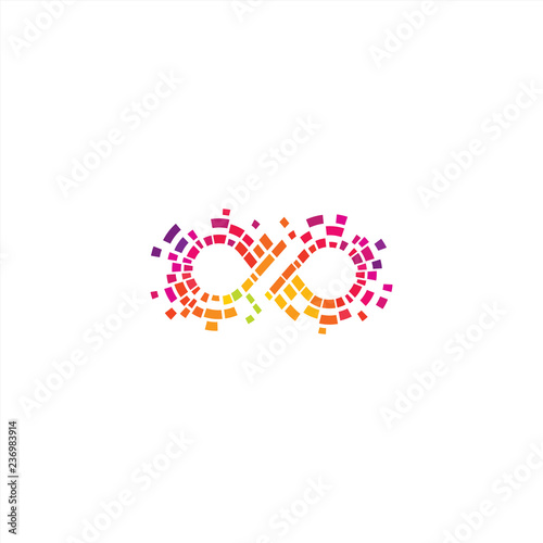 Pixel infinity logo - colorful digital infinite vector