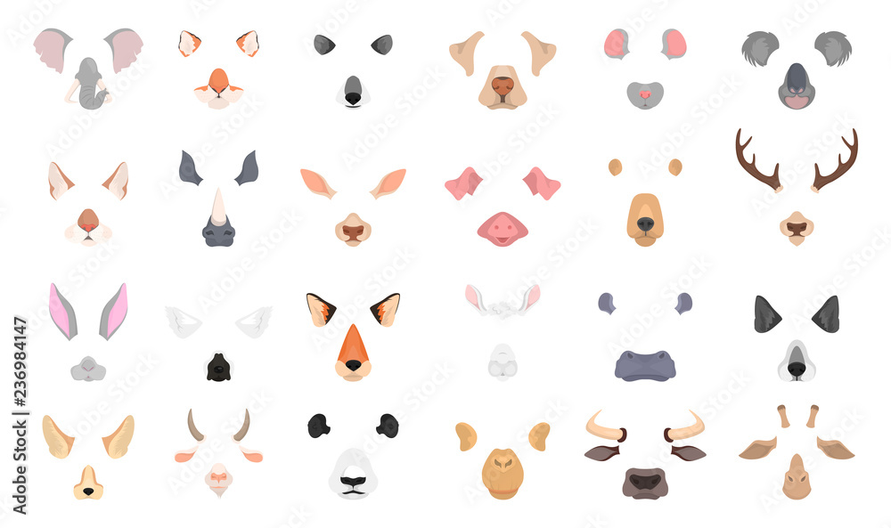 Animal face for video chat or selfie effect Animal face for video chat or selfie effect