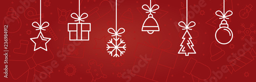 Merry Christmas – banner with seasonal christmas icon tags
