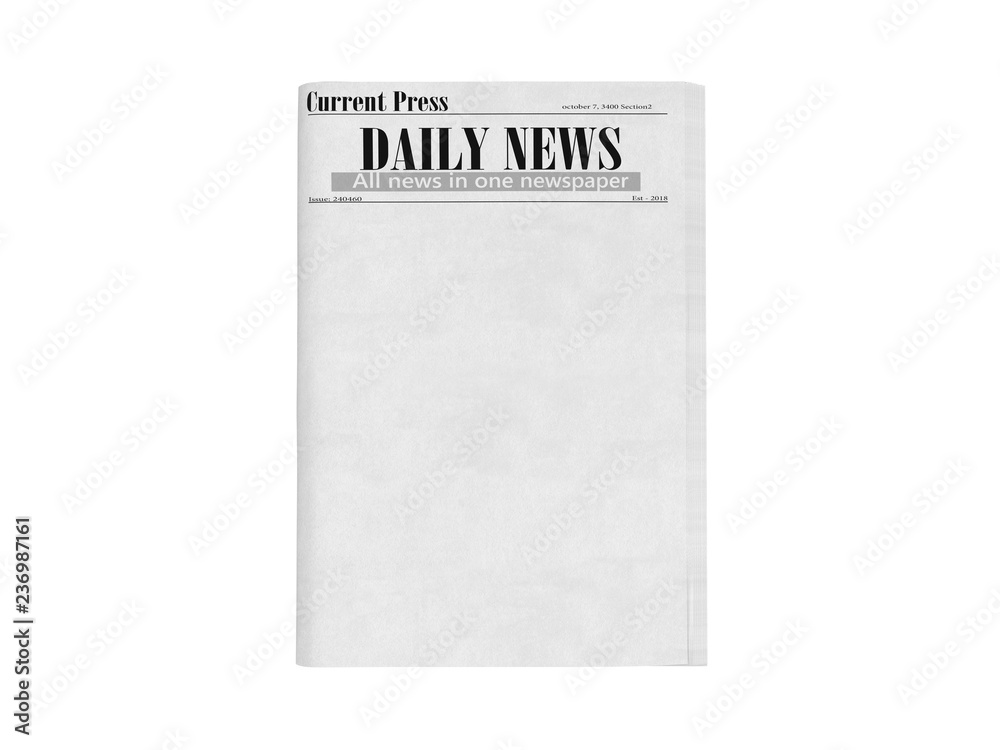 newspaper in stack 3d render on white no shadow