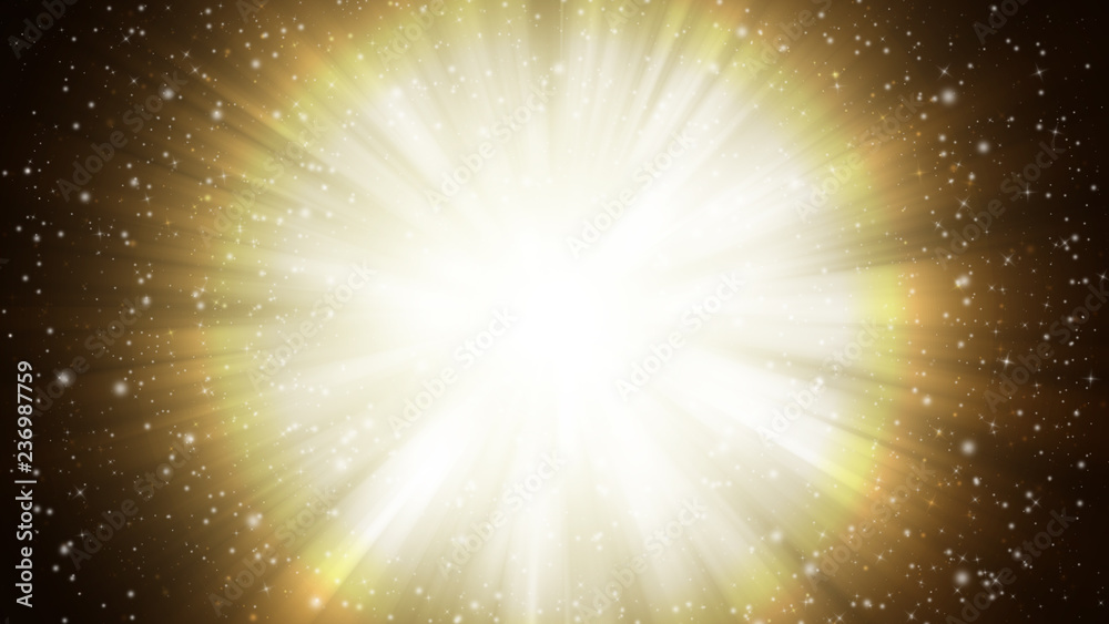 Fototapeta premium Gold sparkle rays lights with bokeh elegant radial abstract background. Dust sparks background. Motion illustration