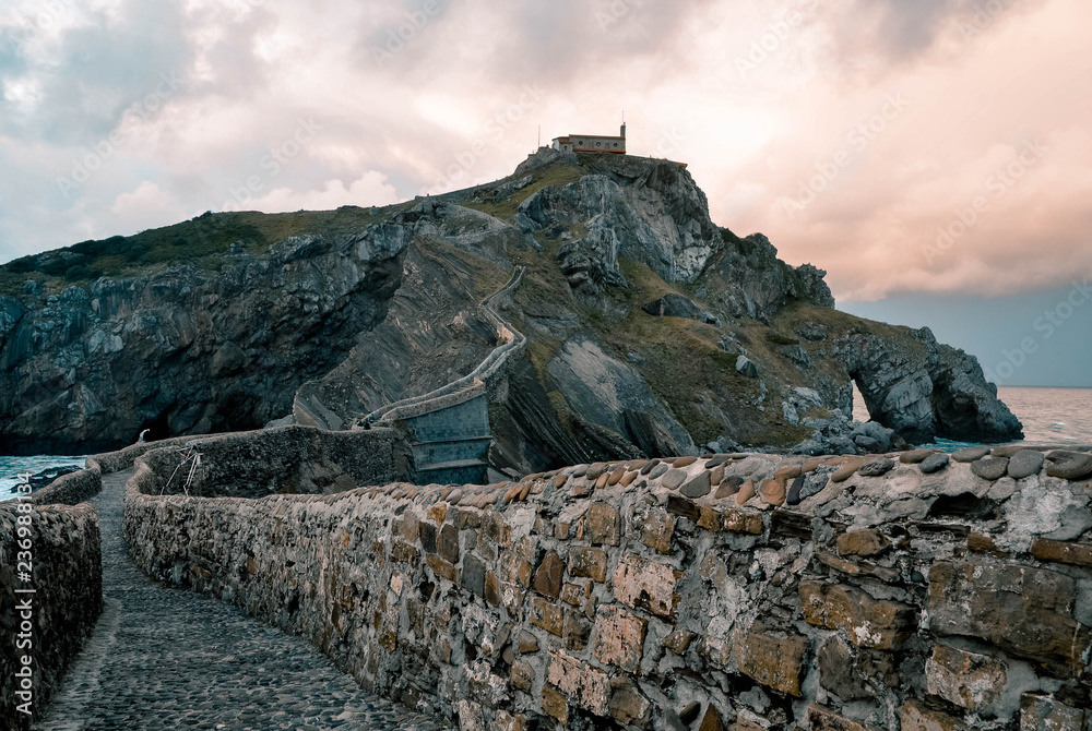 Fototapeta premium breathtaking sunset in Gaztelugatxe. Basque Country, Spain.