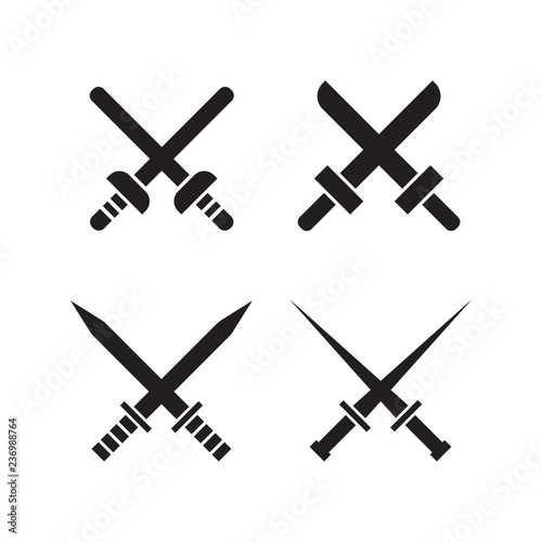 Sword vector icons. Crossed swords pictograms set