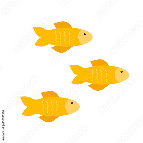 Goldfish icons. Gold fishes aquarium vector background