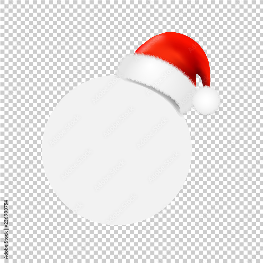 Fototapeta premium Santa Claus Cap With Ball Banner Transparent Background