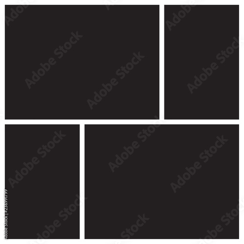 Vector mood board of four frames. Photo collage templates.